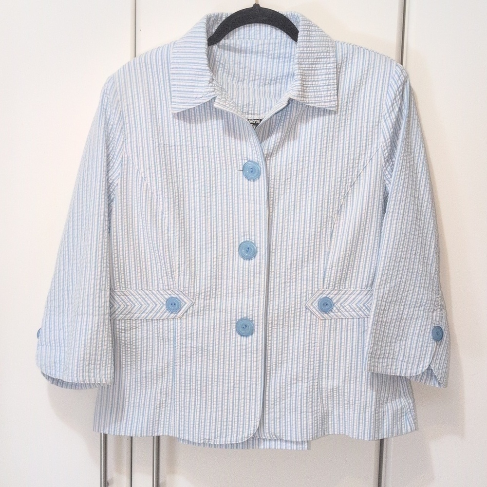 Southern Lady Blue Seersucker Set Size 8